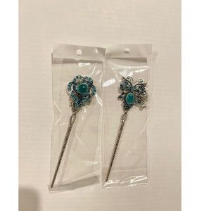 Blue and silver hair pin picks